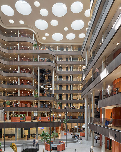 Interior of the main atrium of the Danske Bank in Copenhagen
