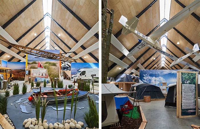 O sală de expoziție cu lumină naturală și ventilație