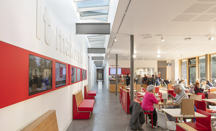 Rooflights with natural ventilation at Strawberry Field cafe
