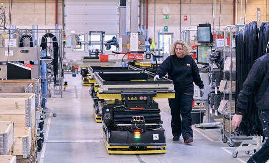 Female worker in the Jutland factory of VELUX Commercial