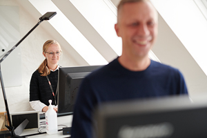 Two people at VELUX Commercial office