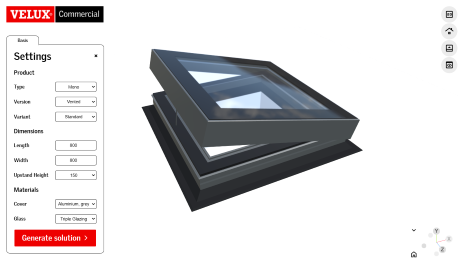 Skjermbilde av BIM-objektgenerator for Modulære Glassplanlys