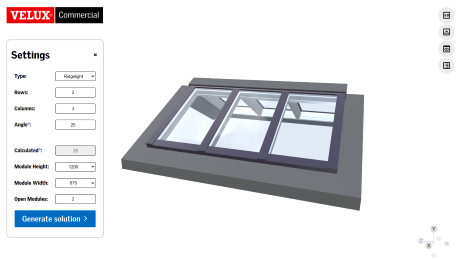 Skjermbilde av BIM-objektgenerator for Overlysmoduler