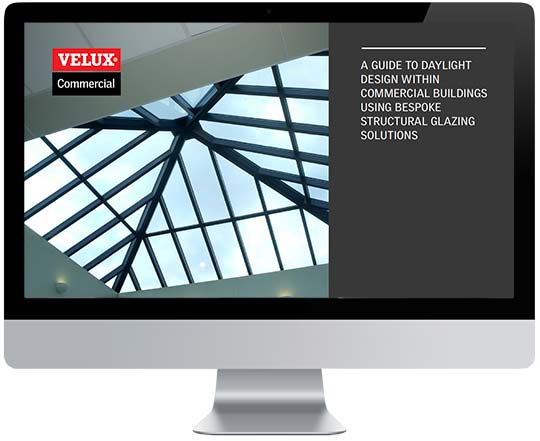 Computer screen with a guide to bespoke structural glazing solutions for commercial buildings