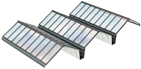 Darstellung der Atrium-Sattel-Lichtband-Lösung