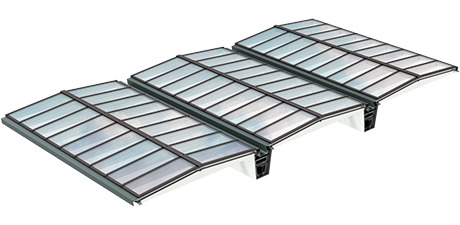 Darstellung der Atrium-Sattel-Lichtband-Lösung