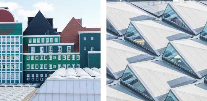 Naar links: Station Zaandam; naar rechts: Neuron gebouw Eindhoven