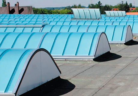 Luminatoare continue arcuite GRILLODUR® albastru transparent 