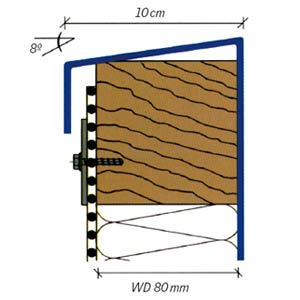 Detailansicht eines konventionellen Zargen und Dachbahnanschlusses