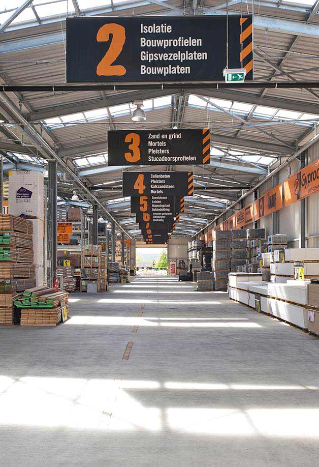 Binnenaanzicht van een Vario Norm oplossing. Hornbach, Nederland