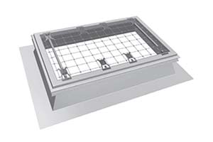 Darstellung einer von oben montierten Durchsturzsicherung für Lichtkuppeln