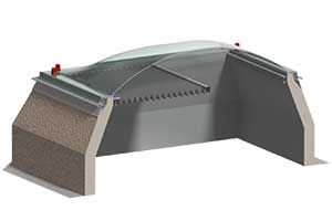 Ilustrație a unui sistem de umbrire intern pentru o cupolă luminatoare