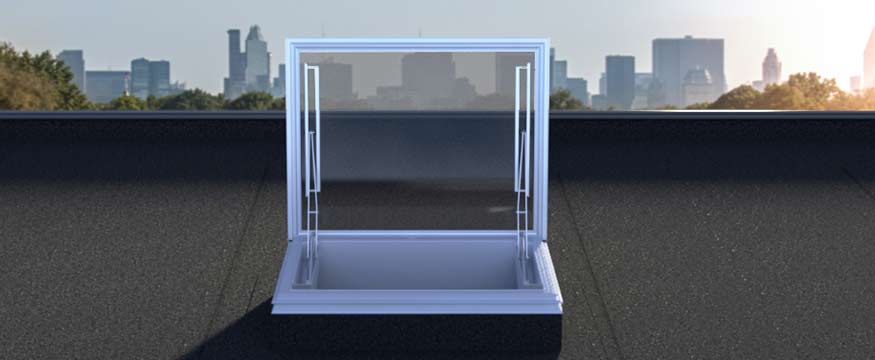 Wyłaz dachowy do hybrydowych świetlików kopułowych lub produktów szklanych