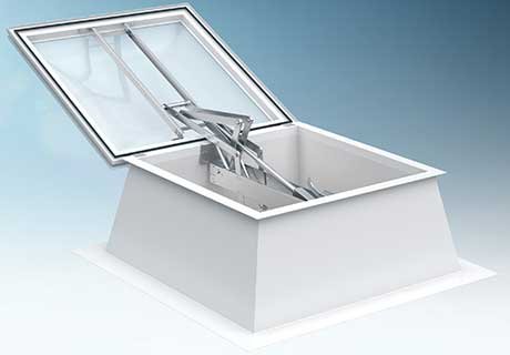 Ilustrație a unei cupole luminatoare cu evacuare a fumului