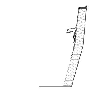 Schnittzeichnung eines 1-schaligen Metall-Aufsetzkranzes, optimiert für die RWA-Anwendung