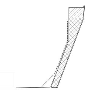 Schnittzeichnung eines 2-schaligen Aufsetzkranzes aus glasfaserverstärkten Kunststoff und Aluminium für Metalldächer