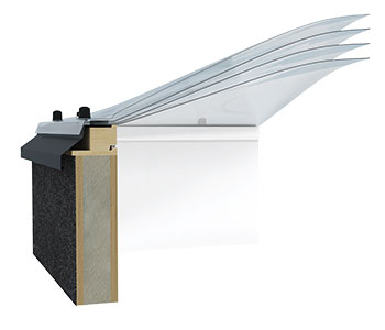 Snit af hvælvet akrylovenlys med isoleret karm I85