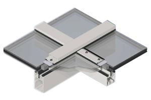 Vue de l’insertion du vitrage dans les profilés d’une verrière