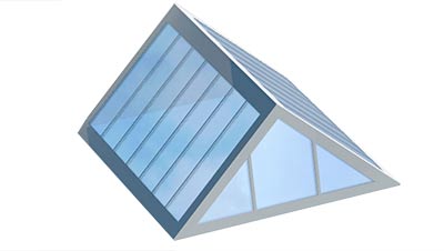 Vertical glass gable finish increasing the daylight influx