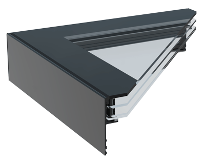 Modulært flatt glass glaskonstruksjon