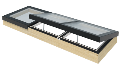 Modular Rooflights fixed and venting Linearlight exterior illustration