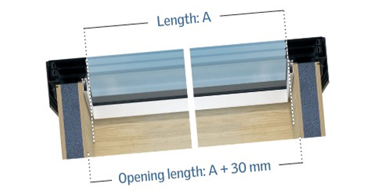 Lanterneau modulaire et Verrière linéaire de Lanterneaux Modulaires - coupe longitudinale