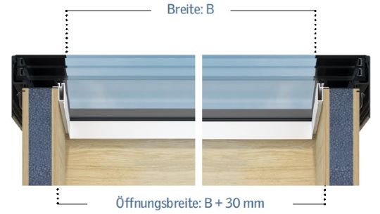 Innenlichte Breite des Monolight Elements