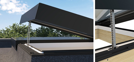 Modulært flatt glass åpningsbar modul med kjede