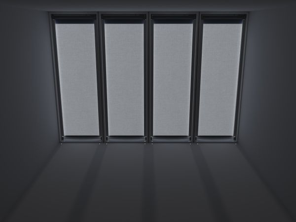 Installatie van het RMM-rolgordijn met dim-out oplossing voor Modulaire lichtstraten – gesloten positie