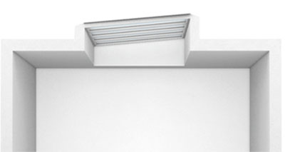 Lessenaarsdakoplossing in plat dak met sub-constructie.