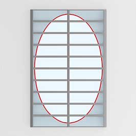 Illustrasjon av løsning med rytterlys med en tilpasset utforing i en oval form