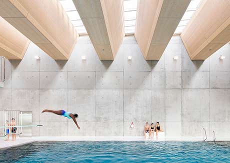 VELUX Modular Skylights in a swimmingpool, Romont - Switzerland