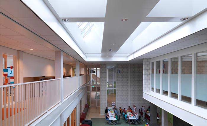 Modular skylights in a school