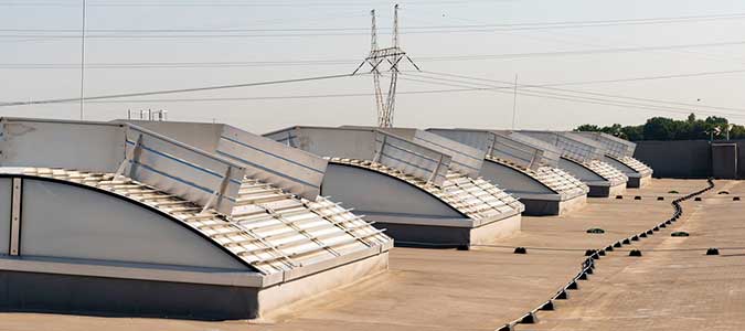 Continuous Polycarbonate Rooflights seen from the roof