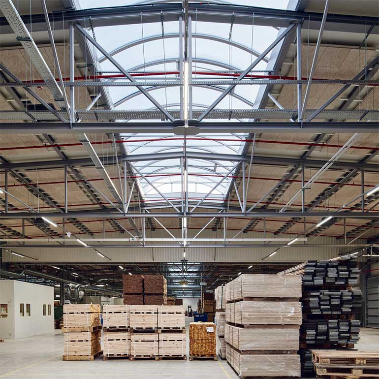 Continuous Rooflights seen from inside a building