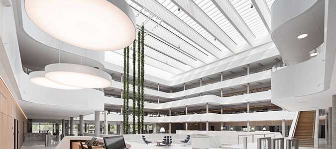 Glass roof,  Atruim longlights at DSV Headquaters